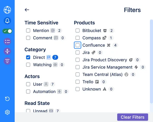 Screenshot for notification filters